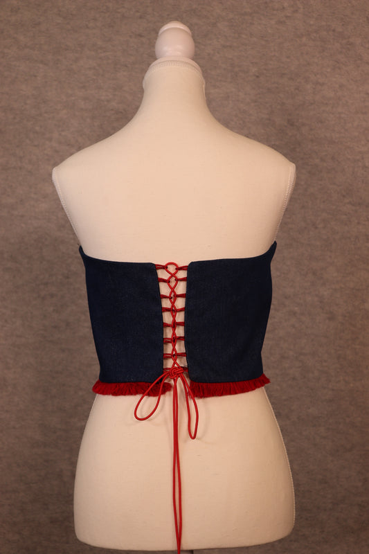 Women’s Denim Lace-Up Crop Top