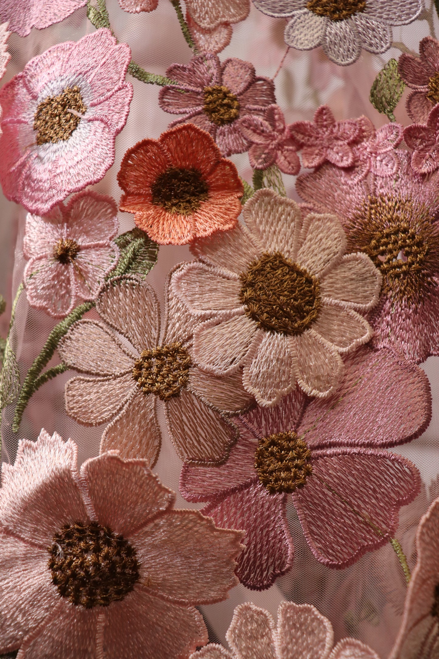 Women’s Pink 3D Floral Embroidered Tulle Lace Skirt