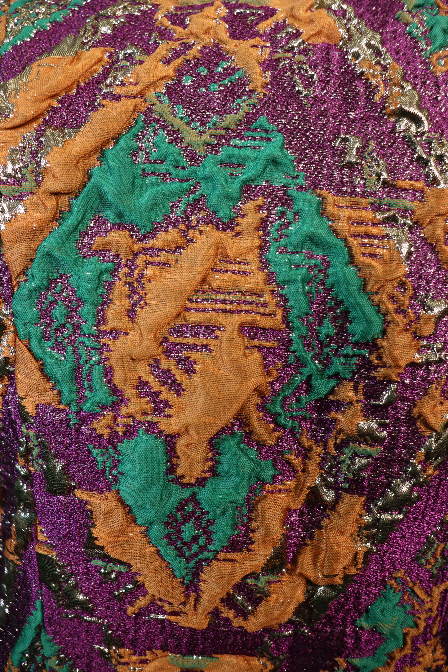Women’s Jacquard Lace-Up Crop Top with Green, Gold & Orange Accents