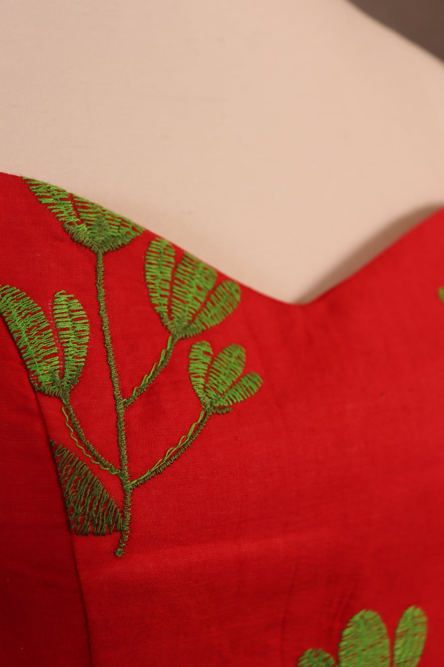 Women’s Red Cotton Embroidered Crop Top