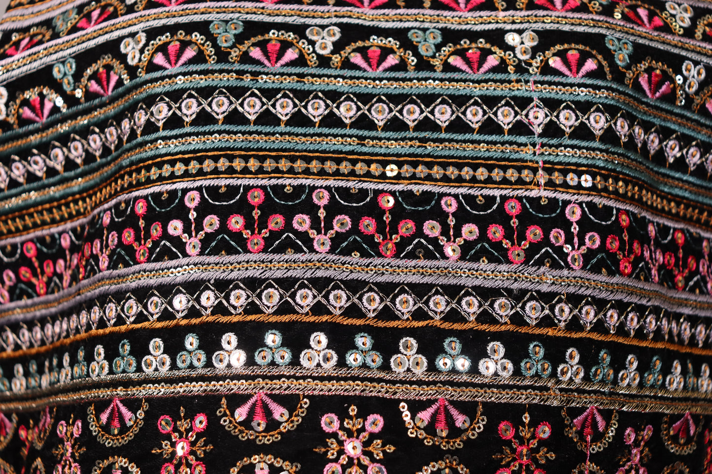 Women’s Black Velvet Embroidered Sequin Crop Top