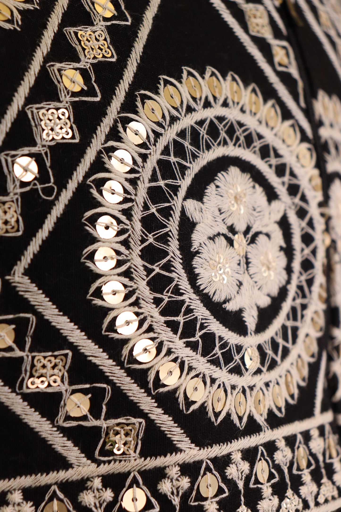 Women’s Black Cotton Embroidered golden Sequin Crop Top