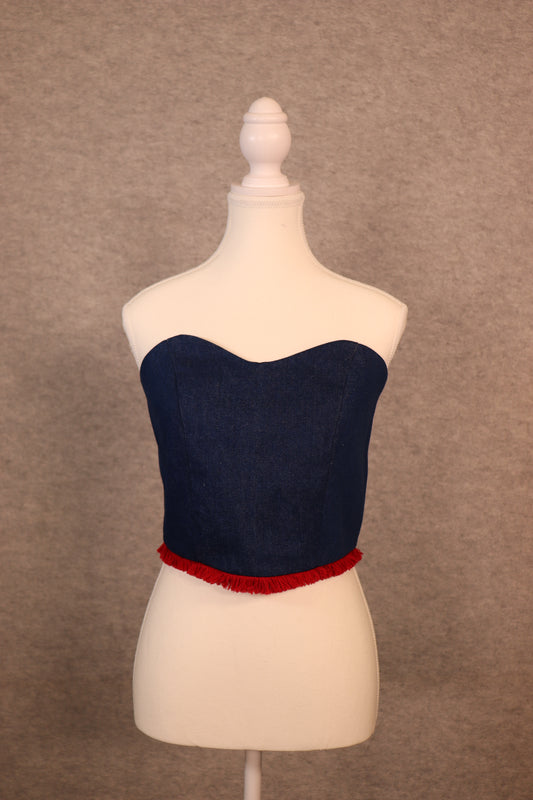 Women’s Denim Lace-Up Crop Top