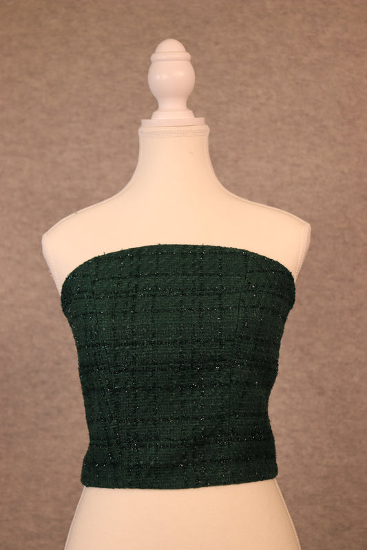 Women’s Green Chenille Lace-Up Crop Top