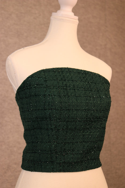 Women’s Green Chenille Lace-Up Crop Top
