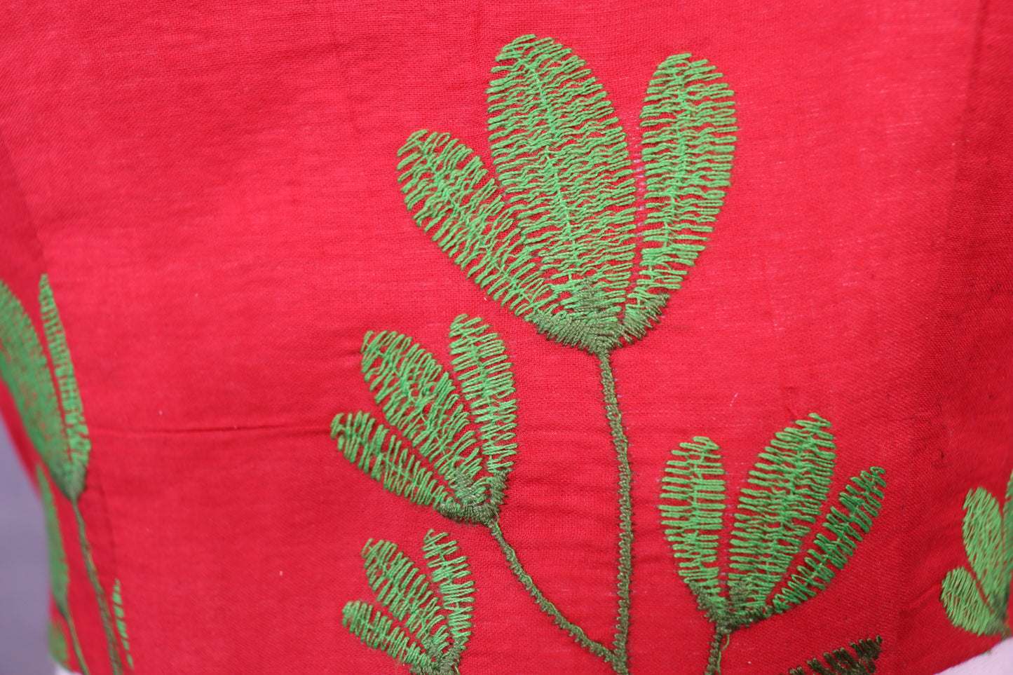 Women’s Red Cotton Embroidered Crop Top